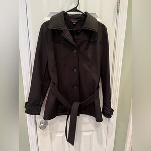 TOMMY HILFIGER Black‎ "NEOPRENE" JACKET COAT WOMEN Size S/P PEACOAT FLEECE EUC